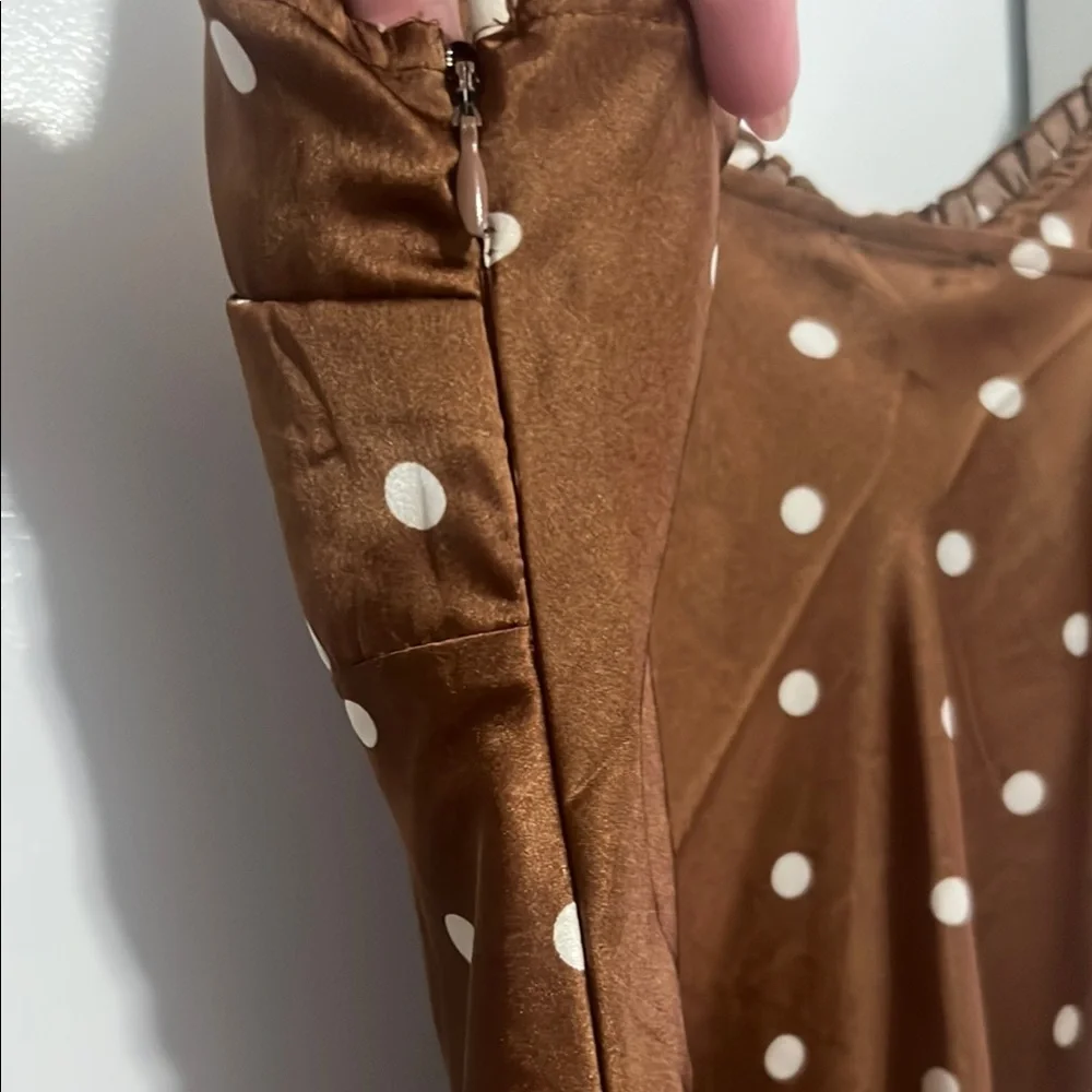 Japna Brown and White Midi Slip Dress - Picture 4 of 4